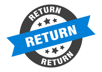 return sign. return blue-black round ribbon sticker