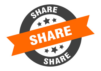 Fototapeta na wymiar share sign. share orange-black round ribbon sticker