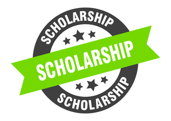 scholarship sign. scholarship black-green round ribbon sticker