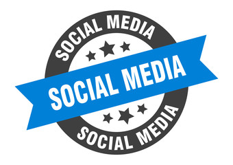 social media sign. social media blue-black round ribbon sticker