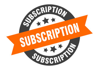 Fototapeta premium subscription sign. subscription orange-black round ribbon sticker