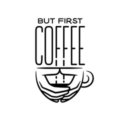 But first coffee poster. Vector illustration.