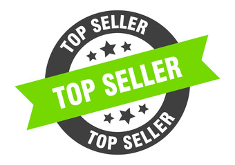 top seller sign. top seller black-green round ribbon sticker