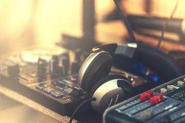 DJ panel and DJ headphones