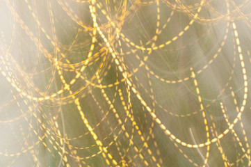 Festive long exposure holiday golden lights background.