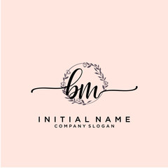 BM Beauty vector initial logo, handwriting logo.