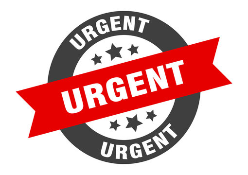 urgent sign. urgent black-red round ribbon sticker