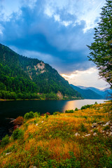 Sunset near the lake in Retezat Mountains