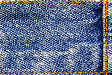 Frame or border of jeans fabric stitch. Concept of vintage clothes or fashion.