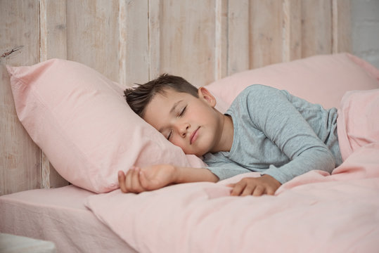 Brunette Boy Asleep In Bed