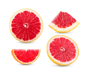 pink orange or grapefruit with slice isolated on white background
