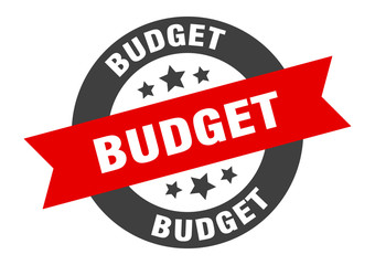 budget sign. budget black-red round ribbon sticker