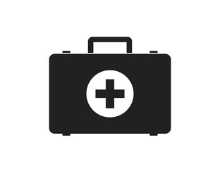 First aid medical briefcase isolated vector icon sign or simbol. Medical health care. Flat vector icon. First aid kit. Medicine concept.