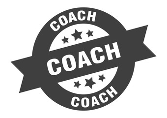 coach sign. coach black round ribbon sticker
