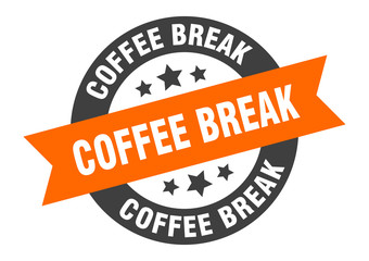 Obraz premium coffee break sign. coffee break orange-black round ribbon sticker
