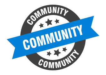Fototapeta premium community sign. community blue-black round ribbon sticker
