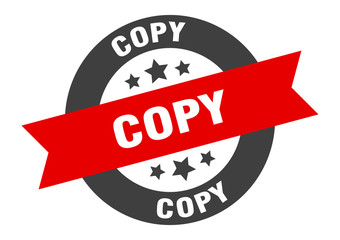 copy sign. copy black-red round ribbon sticker