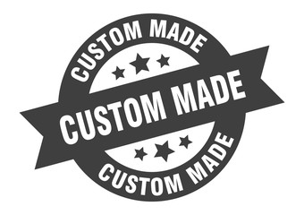 custom made sign. custom made black round ribbon sticker