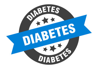diabetes sign. diabetes blue-black round ribbon sticker