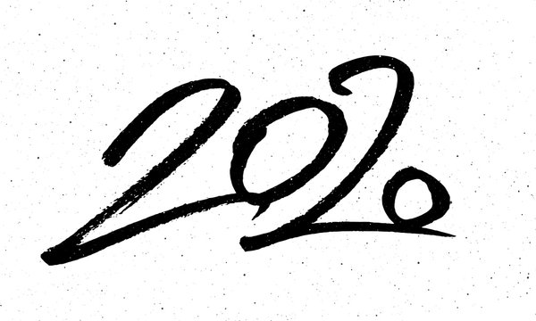 Calligraphy for 2020 New Year of the Rat. Greeting card design