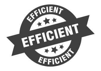 efficient sign. efficient black round ribbon sticker