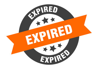 expired sign. expired orange-black round ribbon sticker