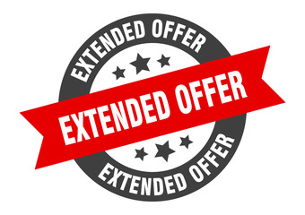 extended offer sign. extended offer black-red round ribbon sticker