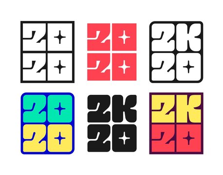 Set of New Year 2020 badges or stickers