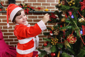 Santa Claus couple with twins