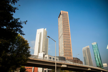 Fototapeta na wymiar skyscraper in financial district and city view