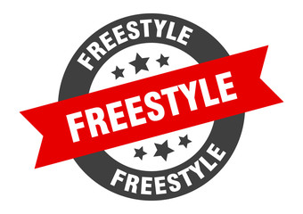 freestyle sign. freestyle black-red round ribbon sticker