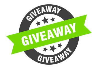 giveaway sign. giveaway black-green round ribbon sticker