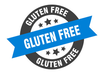 gluten free sign. gluten free blue-black round ribbon sticker