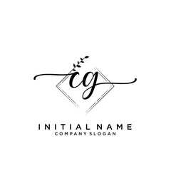 Fototapeta premium CG Beauty vector initial logo, handwriting logo.