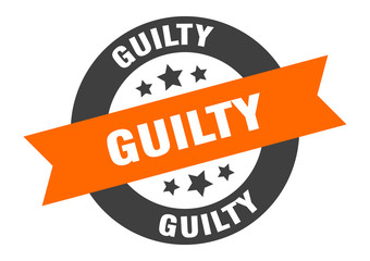 guilty sign. guilty orange-black round ribbon sticker