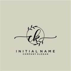 CK Beauty vector initial logo, handwriting logo.