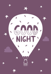Lettering good night in a balloon