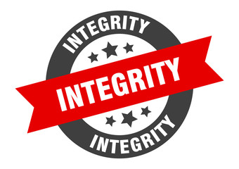 integrity sign. integrity black-red round ribbon sticker