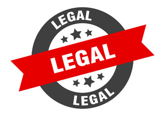 legal sign. legal black-red round ribbon sticker