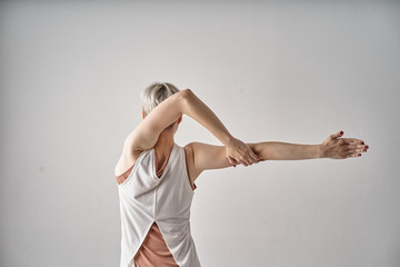 young woman doing yoga exercise