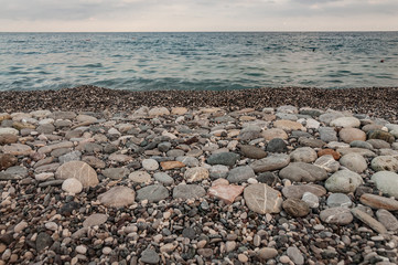 Coast of the Mediterranean Sea, stones and pebbles