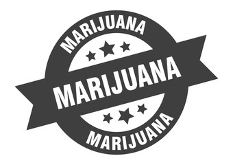marijuana sign. marijuana black round ribbon sticker