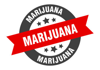 marijuana sign. marijuana black-red round ribbon sticker
