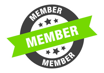 member sign. member black-green round ribbon sticker