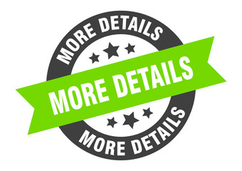 more details sign. more details black-green round ribbon sticker