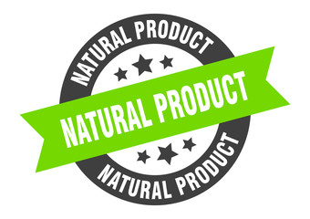 natural product sign. natural product black-green round ribbon sticker