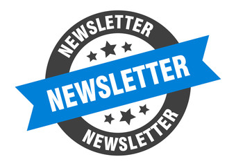 newsletter sign. newsletter blue-black round ribbon sticker