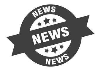 news sign. news black round ribbon sticker