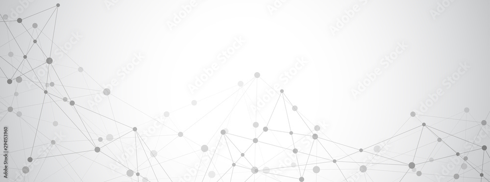 Fototapete Abstract plexus background with connecting dots and lines. Global network connection, digital technology and communication concept.