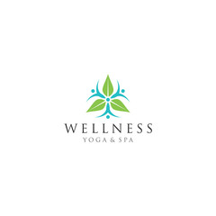 Fototapeta premium Wellness logo with a simple and clean modern design with elegant line art style for yoga massage or spa and beauty business.